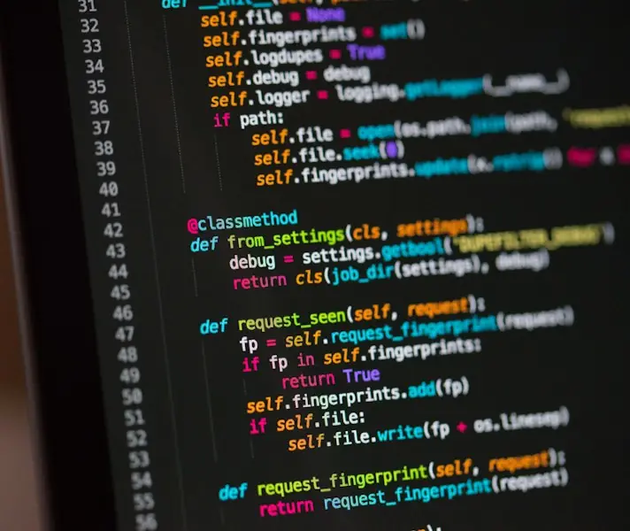 Colourful lines of code in a dark code editor