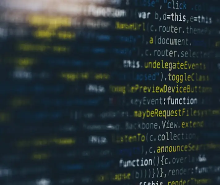Close-up of website code on a dark screen