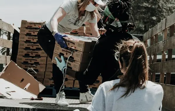 Loading donation boxes